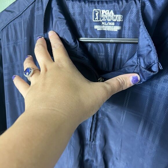PGA Tour Windbreaker Jacket Mens X-Large Navy Blue Half Zip - Picture 5 of 8
